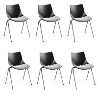 Confezione da 6 sedie Shell con struttura epossidica bistrato grigio argento e scocca in plastica (diversi colori tra cui scegliere)